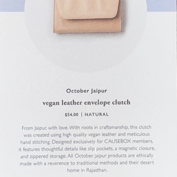 October Jaipur Vegan Leather Envelope Clutch, NWOT - Picture 7 of 7
